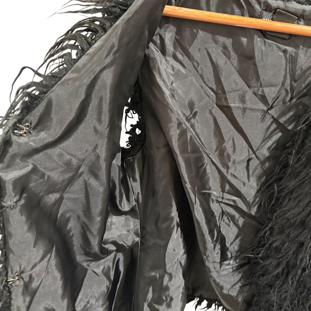 Wet Seal Womens Black Faux Fur Shag Vest Medium Sleeveless Hook Eye Closure - Picture 9 of 13